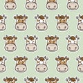 Cute seamless pattern with doodle animals - cows, oxes. Royalty Free Stock Photo